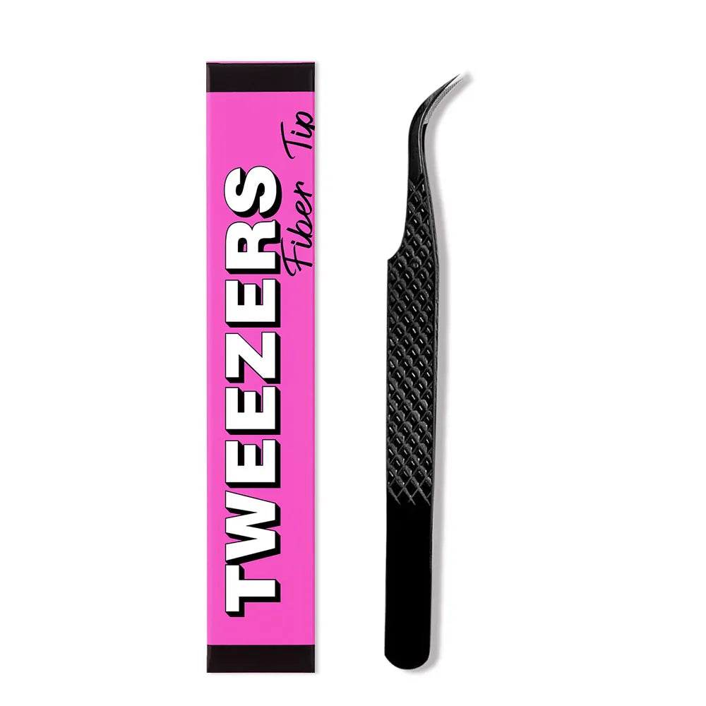 Curved Fiber Tip Lash Extension Tweezers