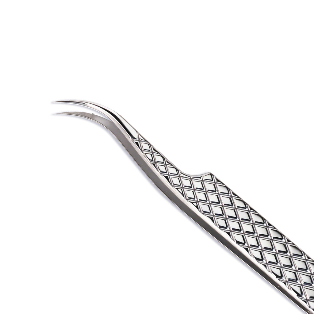 Silver Curved Fiber‑Tip Isolation Tweezers