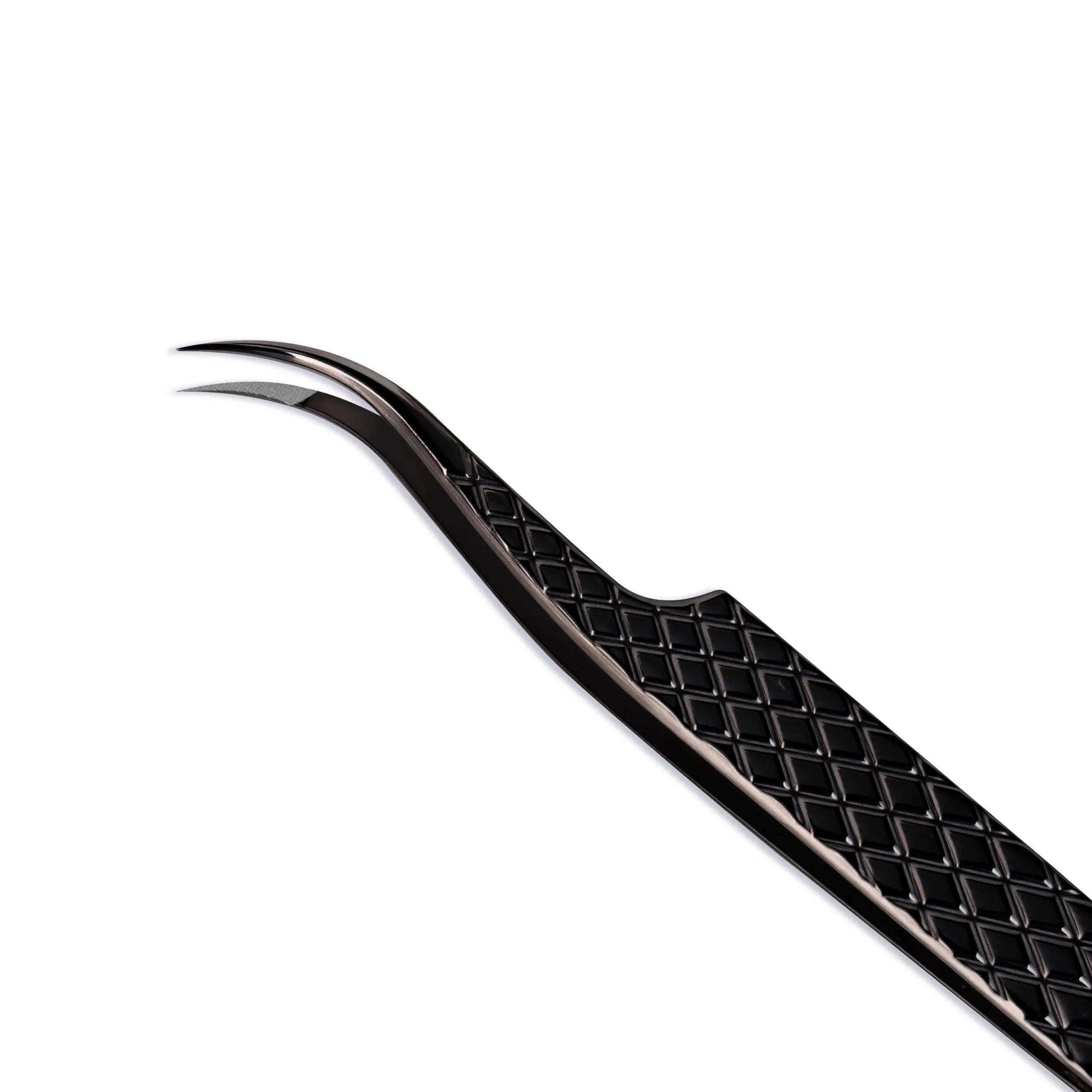 Pinzas para extensiones de pestañas con punta de fibra curva / 3 opciones de color