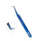 90° Blue‑Fiber Tip Lash Extension Tweezers