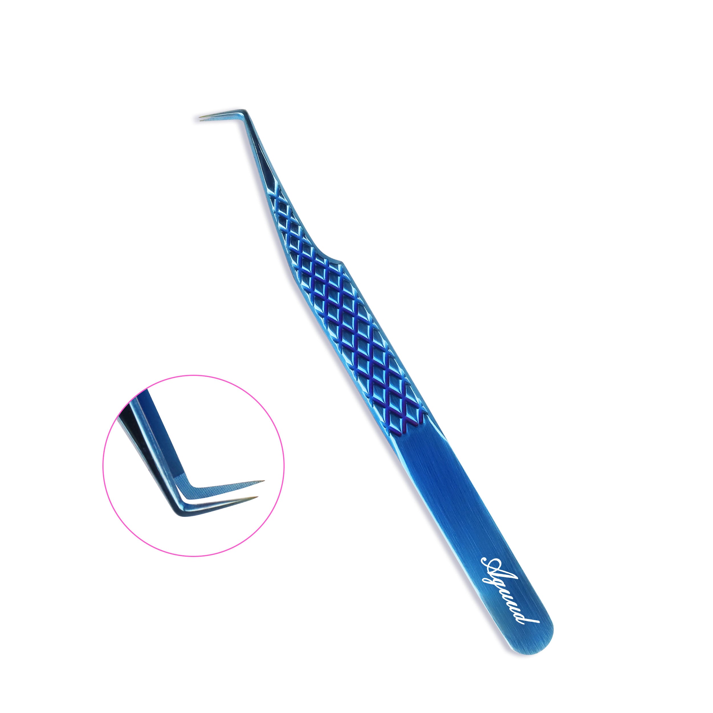 90° Blue‑Fiber Tip Lash Extension Tweezers