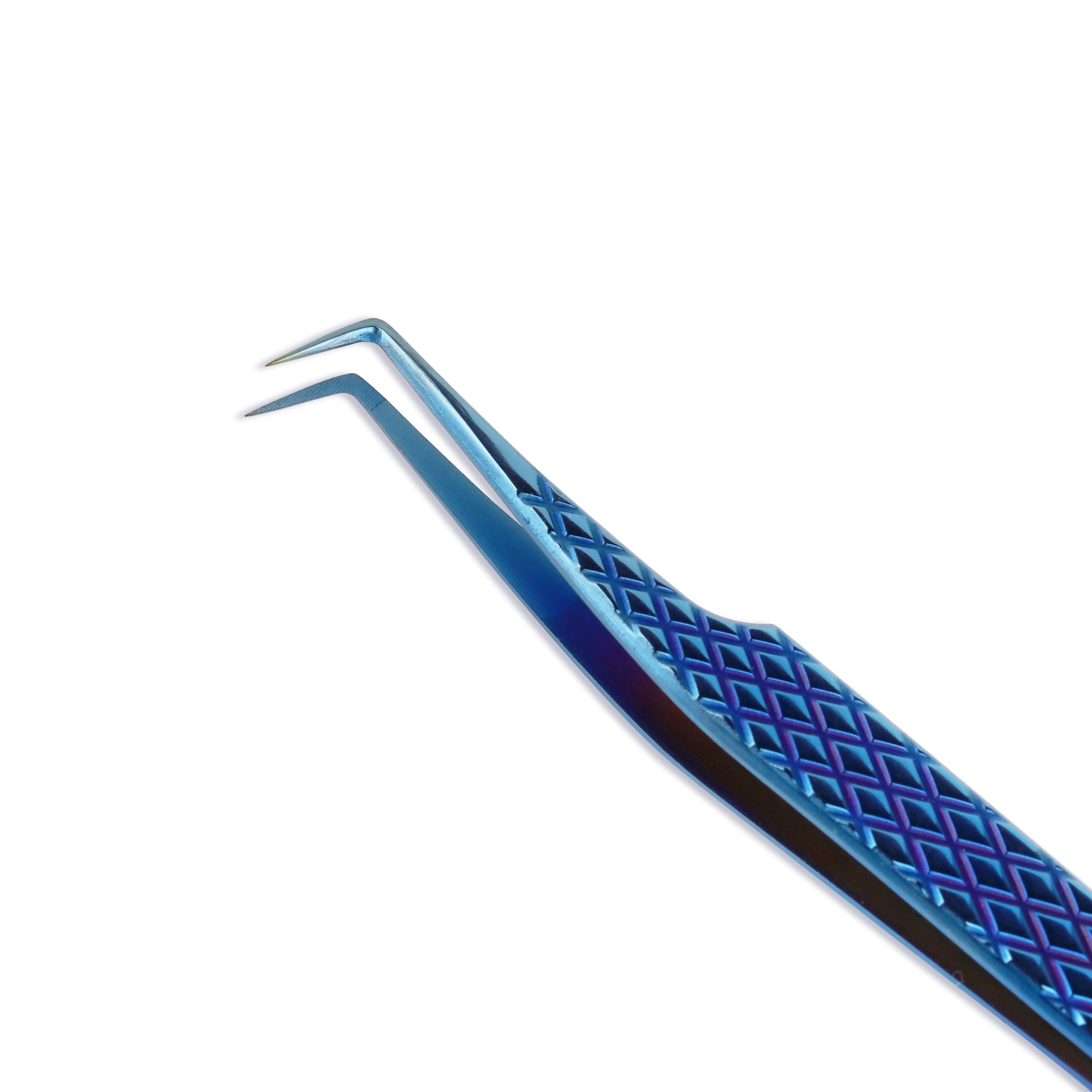 90° Blue‑Fiber Tip Lash Extension Tweezers
