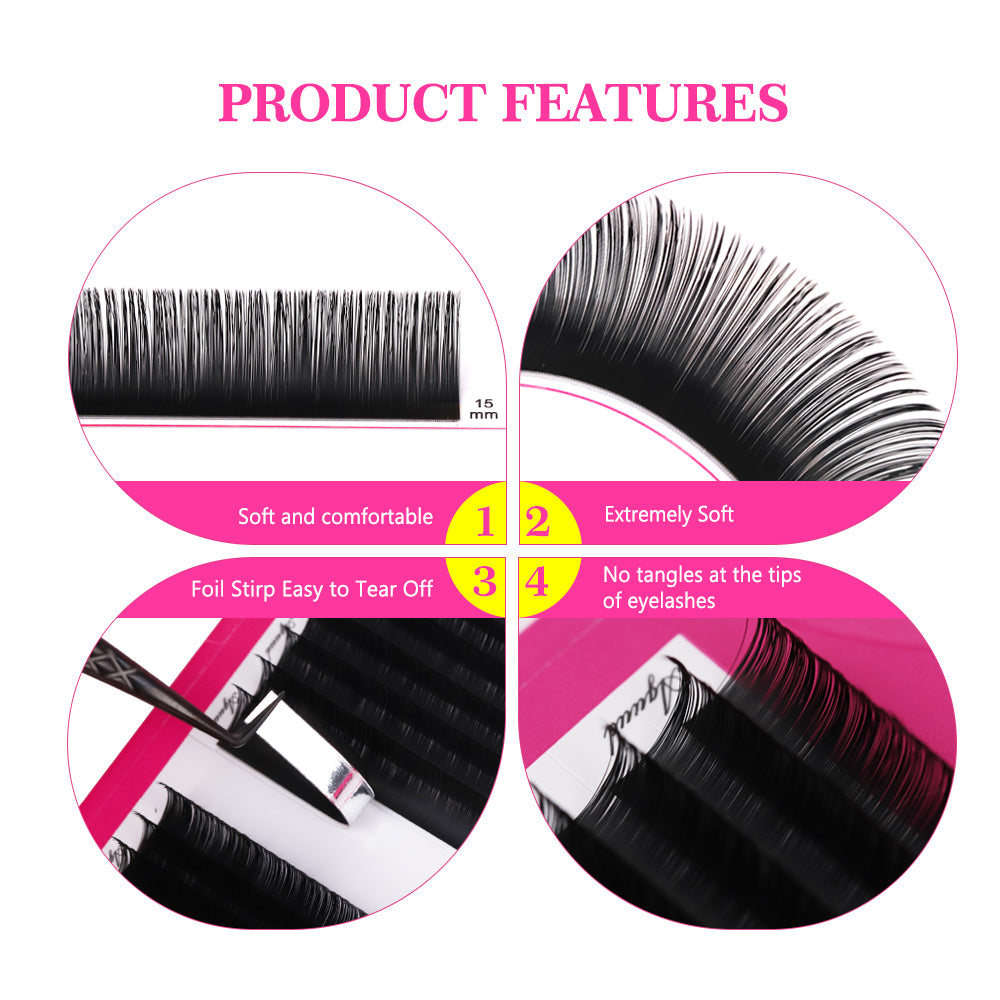 Matt Black Volume Lashes  0.07MM – 16 Rows