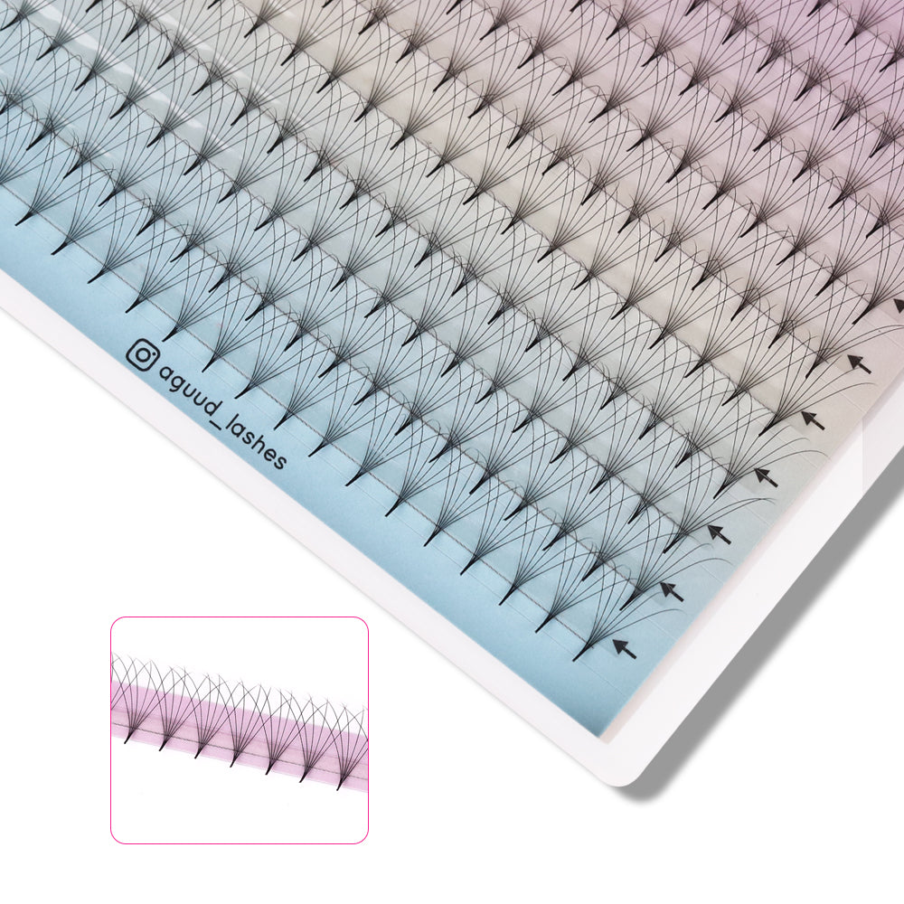 Pestañas postizas voluminosas prefabricadas con base puntiaguda 10D (320 unidades)