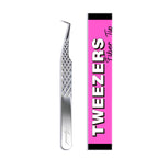 90° Silver‑Fiber Tip Lash Extension Tweezers