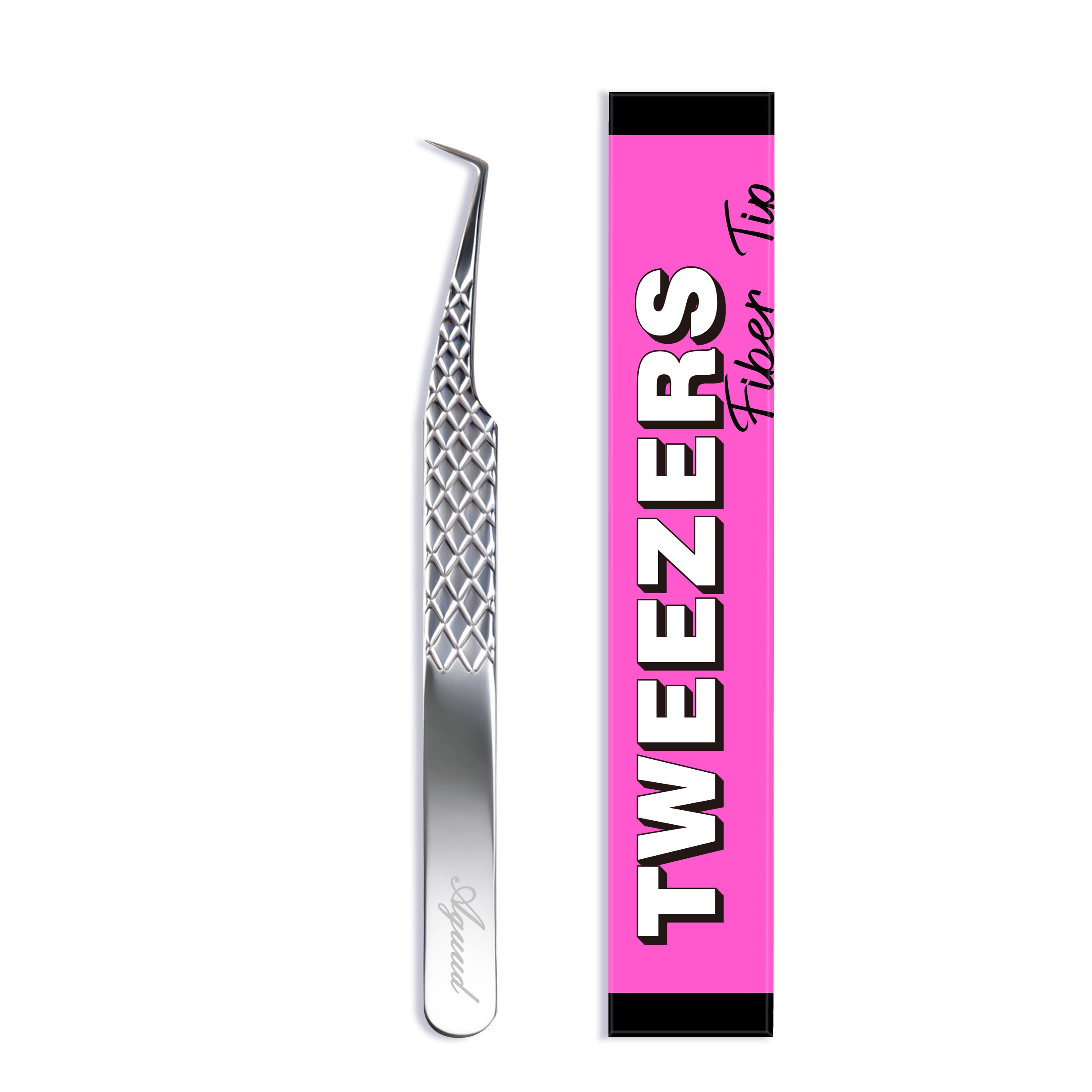 90° Silver‑Fiber Tip Lash Extension Tweezers