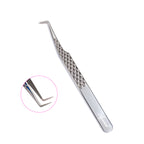 90° Silver‑Fiber Tip Lash Extension Tweezers