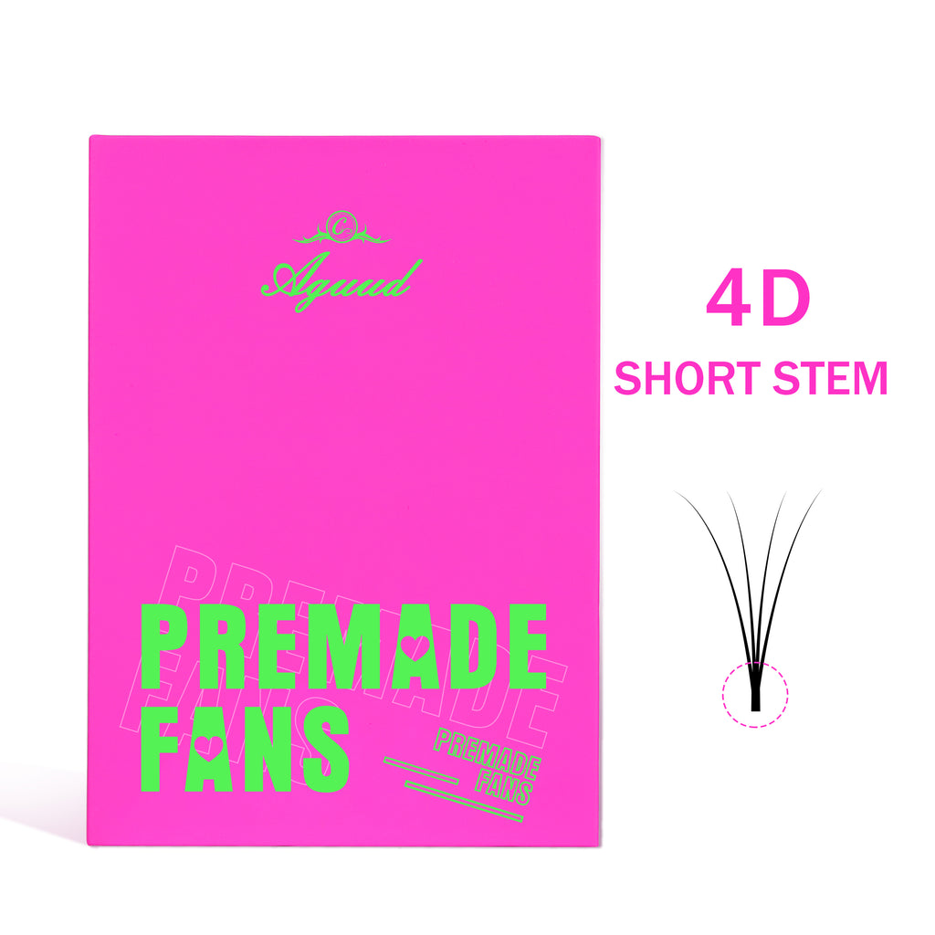 Cílios postiços 4D com haste curta, 320 leques, 0,07 mm