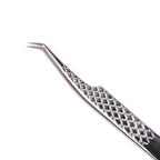 45° Silver‑Fiber Tip Lash Extension Tweezers