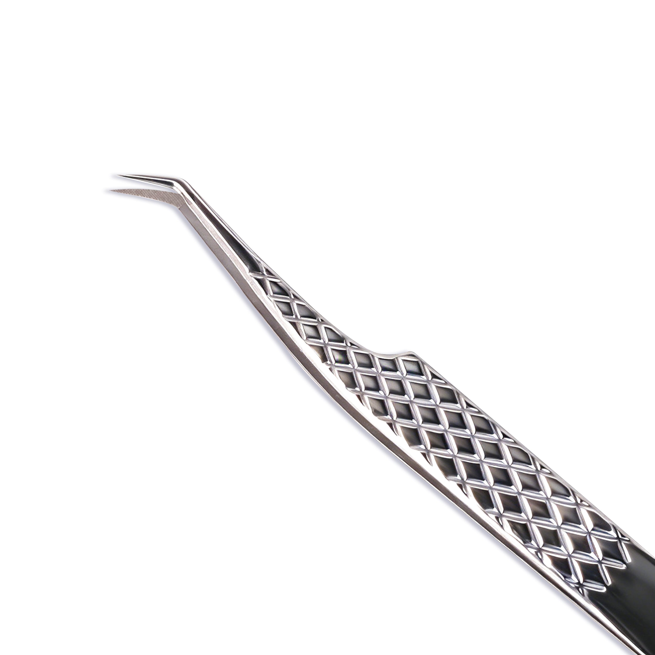 45° Silver‑Fiber Tip Lash Extension Tweezers