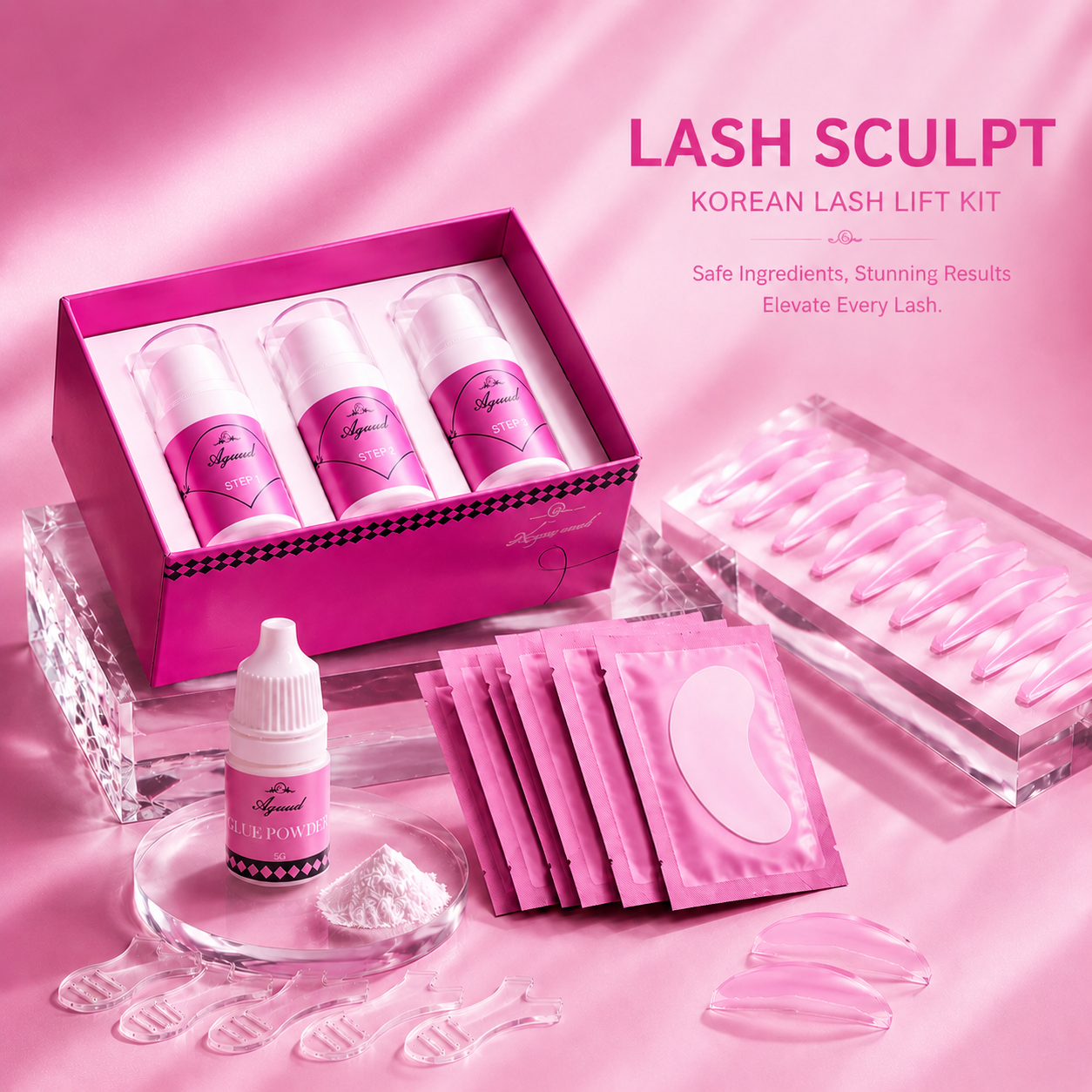 Korean Lash Lift Kit Mini 5ml– 18% Cysteamine Gentle Formula Glue-Free Lash Lift System