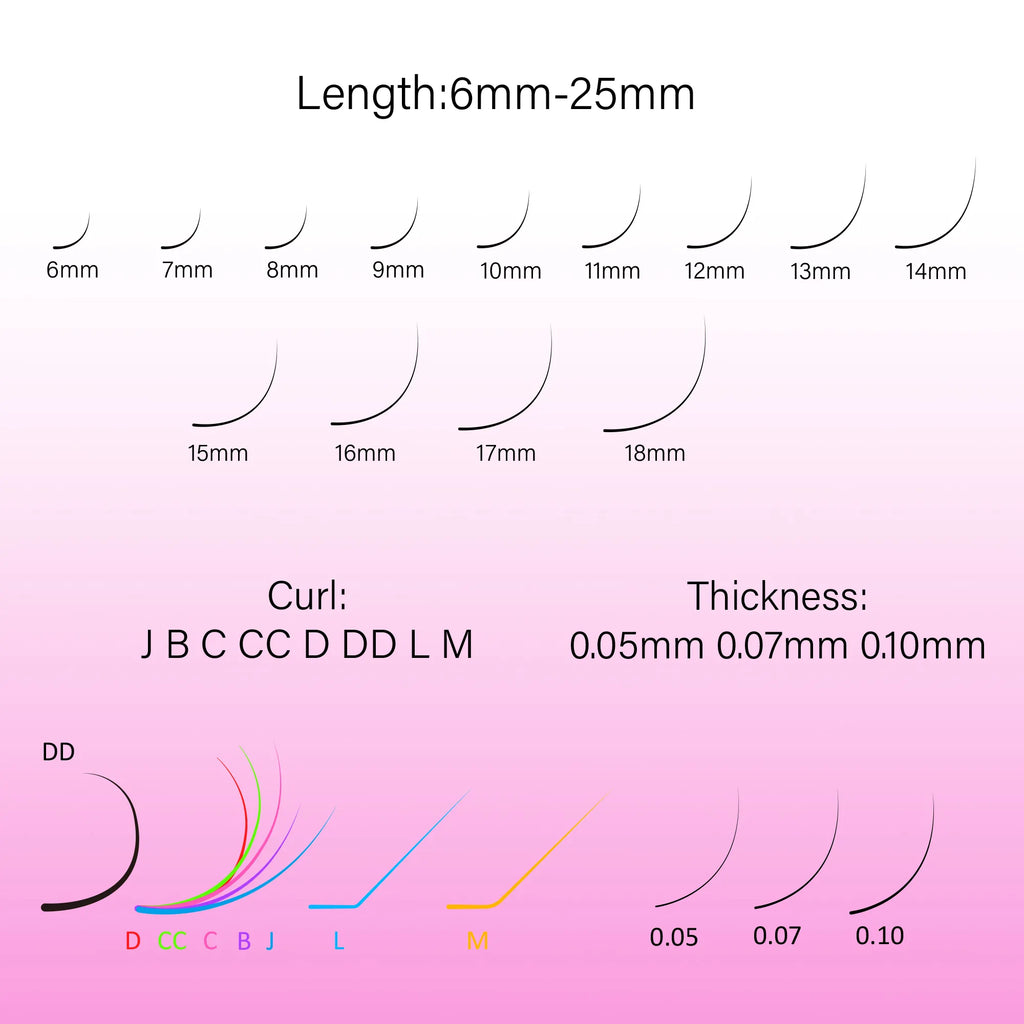 Bold Black Lashes 0.07MM – 20 Rows